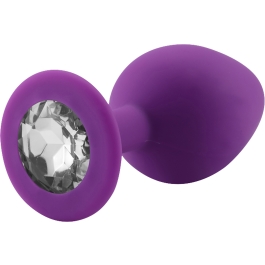 Rosebud Silicone Anal Plug Medium Purple Clear Klipon