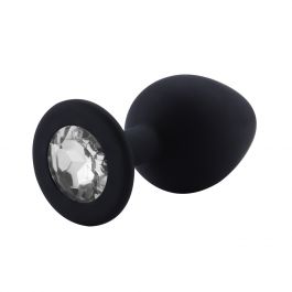 Rosebud Silicone Anal Plug Small Black Clear Klipon