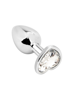 Heart shape Anal Plug large silver - clear