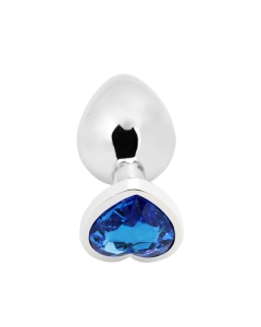 Heart shape Anal Plug medium silver - dark blue