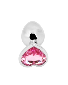 Heart shape Anal Plug small silver - pink