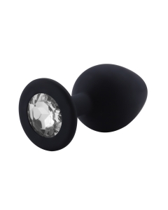 Rosebud Silicone Anal Plug large Black - Clear