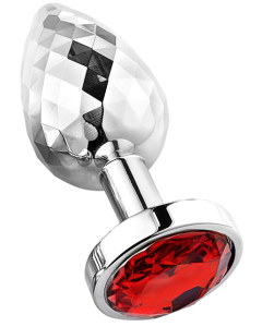Diamond Facets Anal Plug Silver Red