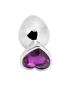 Heart shape Anal Plug large silver - dark purple