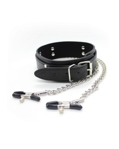 Collar with Nipple Clamps Black