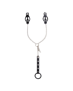 Nipple Clamps / Penis Ring Silver/Black