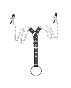 Nipple Clamps / Penis Ring Silver/Black