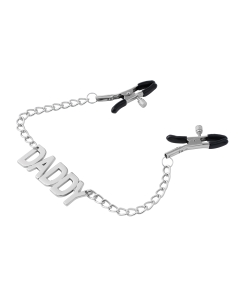 Daddy Nipple Clamps Chain  Silver/Black