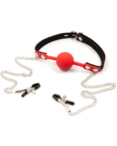 Silicone Gag / Nipple Clamps Black/Red