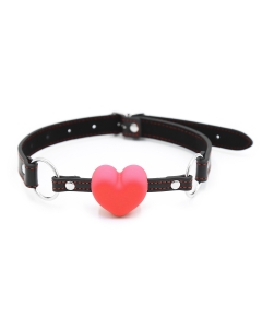Heart Mouth Gag Black/Red