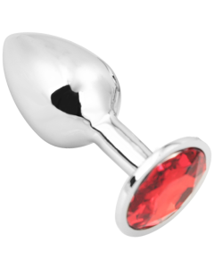 Rosebud Anal Plug medium silver - red