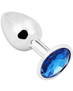Rosebud Anal Plug small silver - dark blue