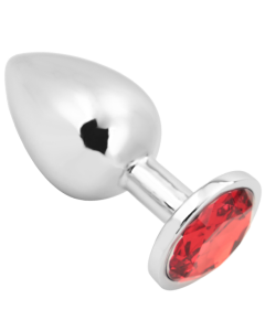 Rosebud Anal Plug large silver - red