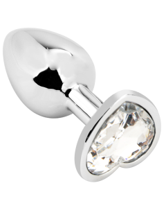 Heart shape Anal Plug large silver - clear