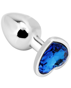 Heart shape Anal Plug Silver - Dark Blue
