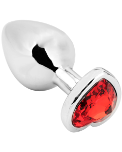 Heart shape Anal Plug silver - red