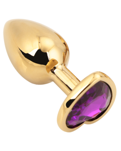 Heart shape Anal Plug large gold - dark purple