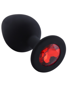 Rosebud Silicone Anal Plug Black - Red