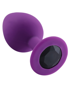 Rosebud Silicone Anal Plug large Purple - Black