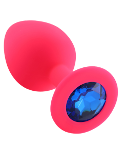 Rosebud Silicone Anal Plug large Pink - Blue