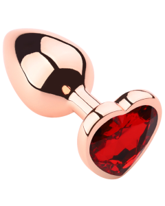 Heart shape Anal Plug Small Rose Gold - Red