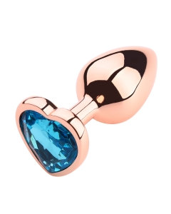 Heart shape Anal Plug Medium Rose Gold - Blue