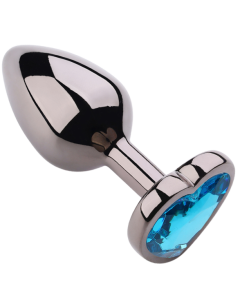 Heart shape Anal Plug Medium Black Metallic - Blue