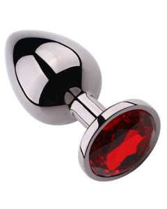 Rosebud Anal Plug Black Metallic - Red