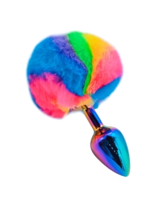 Bunny Tail Buttplug 80mm - 28mm Rainbow