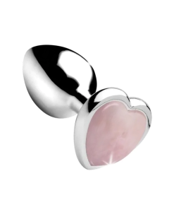 Gem Stone Rose Quartz Metal Butt Plug