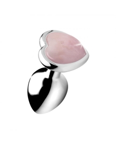 Gem Stone Rose Quartz Metal Butt Plug Large