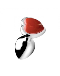 Gem Stone Red Jasper Metal Butt Plug Small