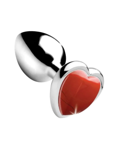 Gem Stone Red Jasper Metal Butt Plug