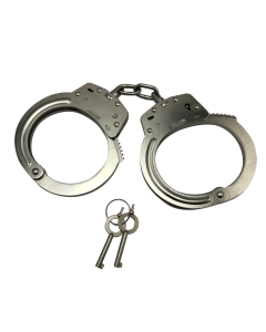 Heavy Steel Handcuffs with Chain Silver