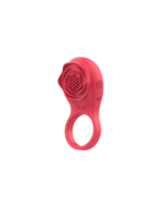 Rose Shape Vibrating Cock Ring Red