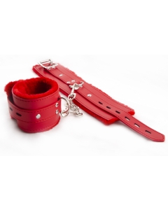 Fur lined ankle restraints red