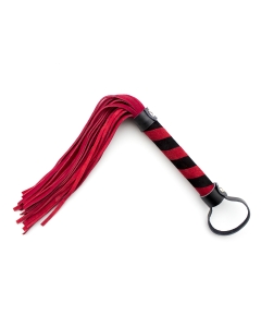 Leather flogger 39cm red/black