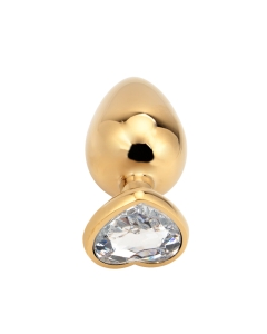 Heart shape Anal Plug small gold - clear