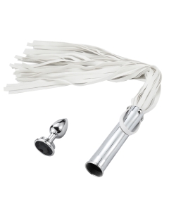 Aluminium Whip with Build in Buttplug White