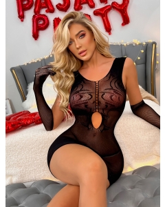 Babydoll with Gloves S/L - Black
