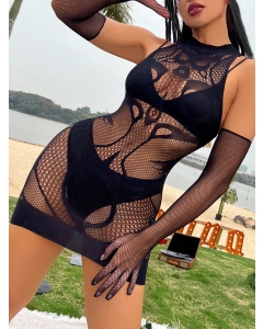Dress with Gloves Set S/L - Black