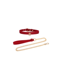 Silicone Collar with Leash and Chains Red