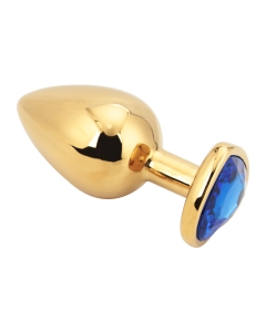 Heart shape Anal Plug large gold - dark blue
