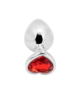 Heart shape Anal Plug medium silver - red