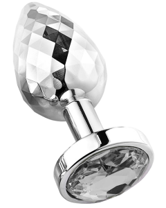 Diamond Facets Anal Plug Silver Clear