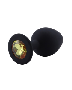 Rosebud Silicone Anal Plug medium Black - Yellow