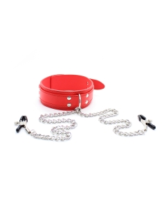 Collar with Nipple Clamps Red