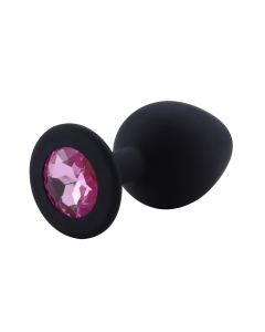 Rosebud Silicone Anal Plug medium Black - Pink