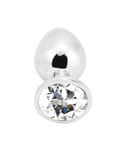 Rosebud Anal Plug large silver - clear