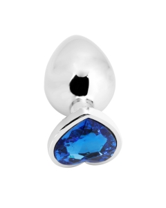 Heart shape Anal Plug large silver - dark blue